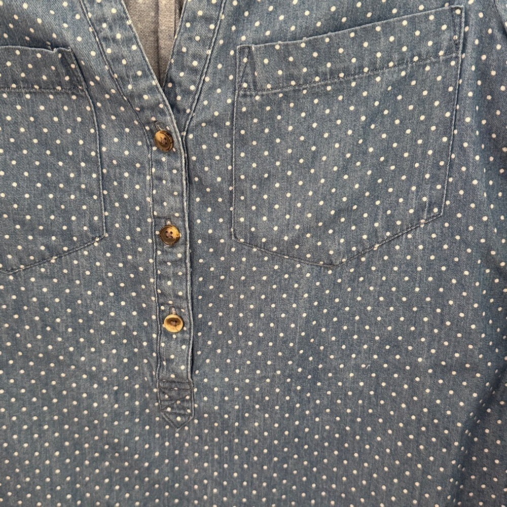 LC Lauren Conrad Denim Polka Dot Shirt size XS - Picture 4 of 8
